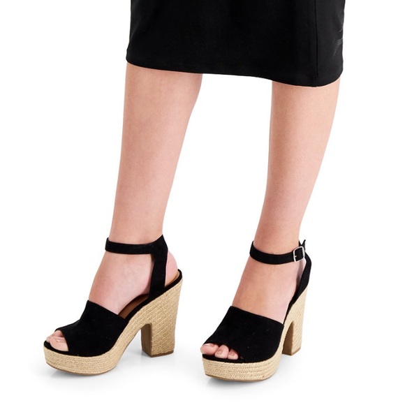 Black Suede Platform Espadrille by Sun + Stone Fey 8 - Picture 2 of 16